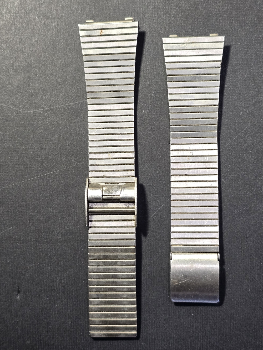 Vintage Stainless Steel Watch Band Mens Foldover Clasp Straight Ends